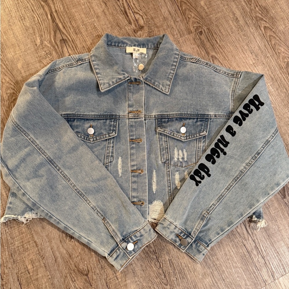 Blue Denim Jacket with Smiley face